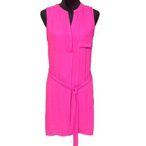 💖a.n.a. Hot Pink Shift sleeveless vneck knee length belted